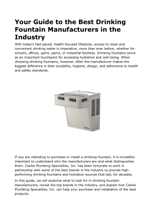 Your Guide to the Best Drinking Fountain Manufacturers in the Industry