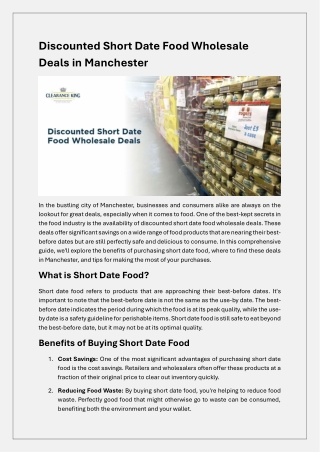 Short Date Food Wholesale Offers in Manchester