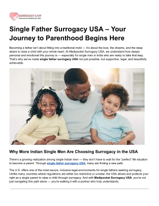 Single Father Surrogacy USA – Your Journey to Parenthood Begins Here