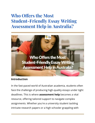 Who Offers the Most Student-Friendly Essay Writing Assessment Help in Australia_