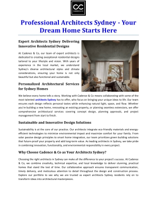 Professional Architects Sydney - Your Dream Home Starts Here