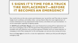 5 Signs It’s Time for a Truck Tire