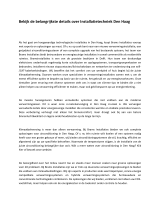 Installatietechniek Den Haag