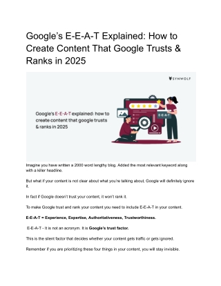 Google’s E-E-A-T Explained_ How to Create Content That Google Trusts & Ranks in 2025