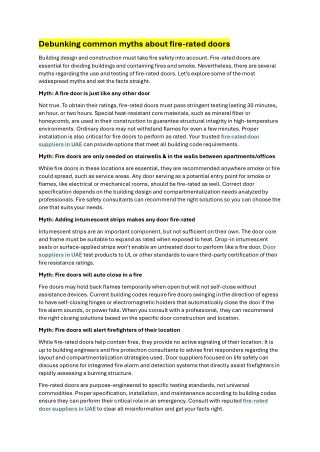 Debunking common myths about fire