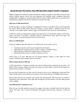 Seeing Beneath The Surface How MRI Specialists Support Health In Singapore