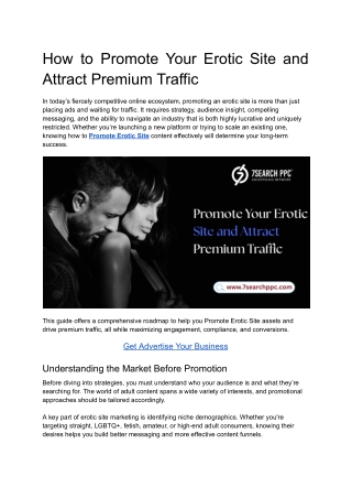 How to Promote Your Erotic Site and Attract Premium Traffic