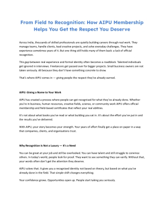 From Field to Recognition How AIPU Membership Helps You Get the Respect You Deserve