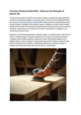 Furniture Plywood India 2024 – Discover the Strength of Sylvan Ply