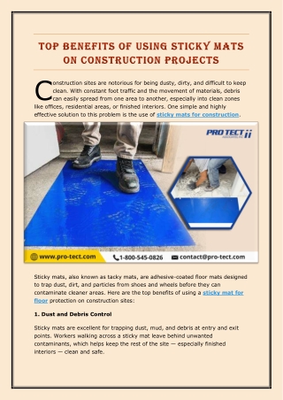 Top Benefits of Using Sticky Mats on Construction Projects
