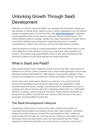 Unlocking Growth Through SaaS Development