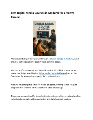 Best Digital Media Courses in Madurai for Creative Careers