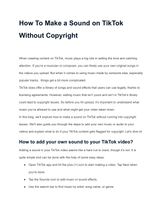 How To Make a Sound on TikTok Without Copyright