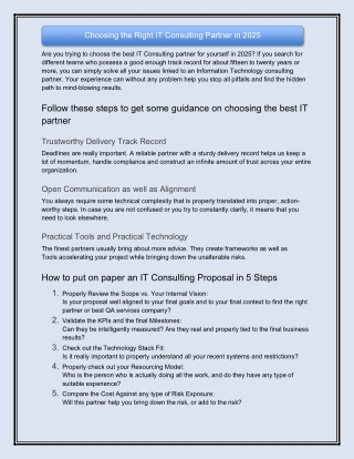 Choosing the Right IT Consulting Partner in 2025
