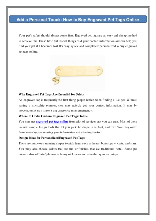 Add a Personal Touch: How to Buy Engraved Pet Tags Online