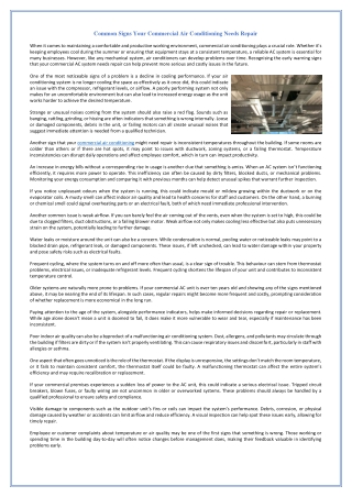 Common Signs Your Commercial Air Conditioning Needs Repair