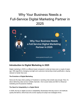 Why Your Business Needs a Full-Service Digital Marketing Partner in 2025