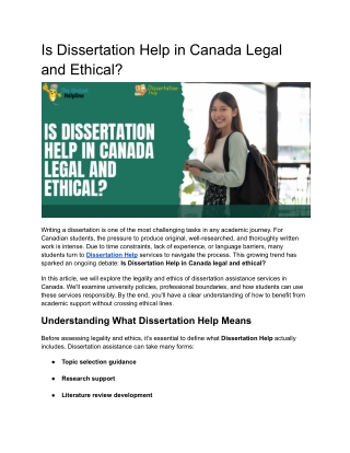 Is Dissertation Help in Canada Legal and Ethical