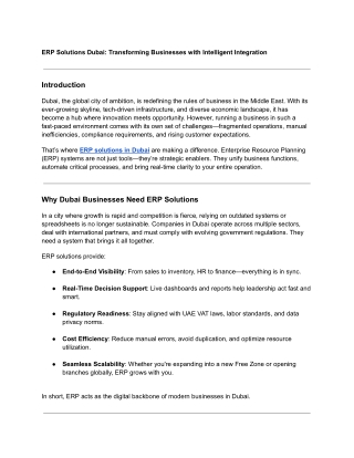 ERP Solutions Dubai: Transforming Businesses with Intelligent Integration