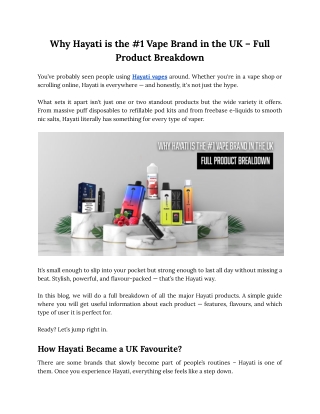 Why Hayati is the #1 Vape Brand in the UK – Full Product Breakdown