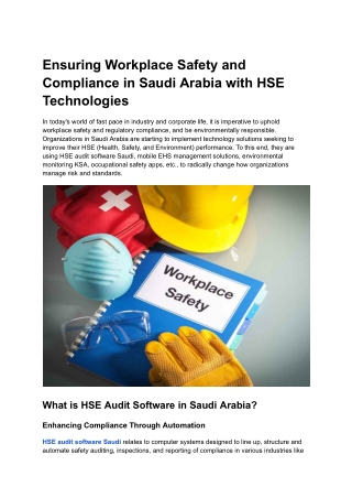 Ensuring Workplace Safety and Compliance in Saudi Arabia with HSE Technologies