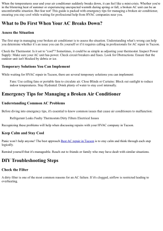 ”Emergency Tips for Managing a Broken Air Conditioner