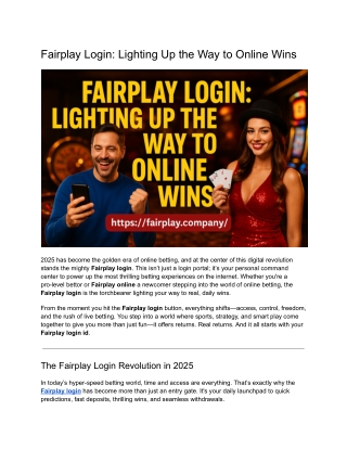 Fairplay Login_ Lighting Up the Way to Online Wins