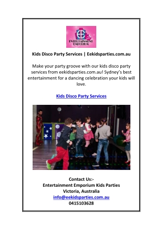 Kids Disco Party Services | Eekidsparties.com.au