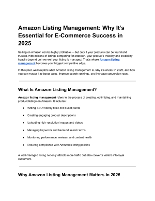 Amazon Listing Management: Why It’s Essential for E-Commerce Success in 2025