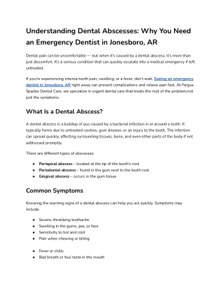 Understanding Dental Abscesses_ Why You Need an Emergency Dentist in Jonesboro, AR Immediately