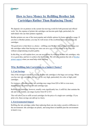 How to Save Money by Refilling Brother Ink Cartridges Rather Than Replacing Them