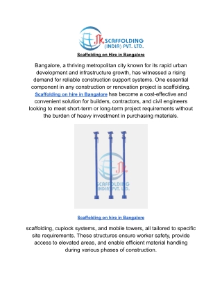 Scaffolding on Hire in Bangalore