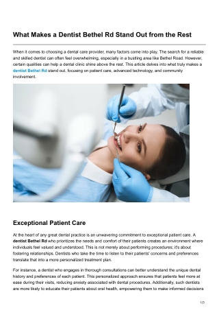 What Makes a Dentist Bethel Rd Stand Out from the Rest