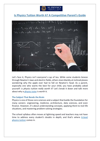 Is Physics Tuition Worth It? A Competitive Parent’s Guide