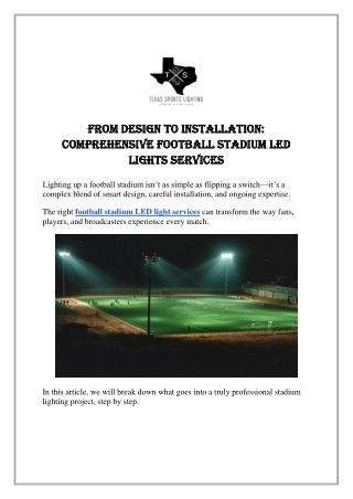 From Design to Installation: Comprehensive Football Stadium LED Lights Services