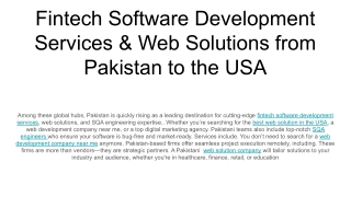Unlock Business Growth with Fintech Software & Web Solutions from Pakistan