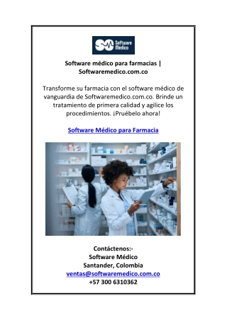 Software médico para farmacias | Softwaremedico.com.co