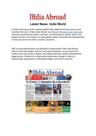 Latest News India World