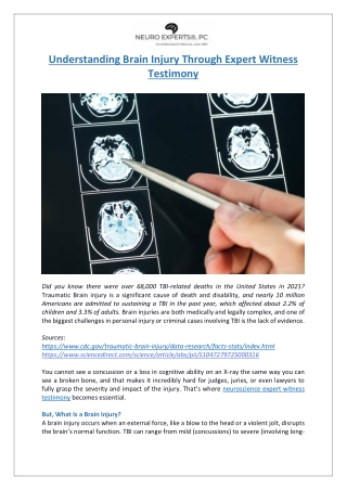 Neuroscience Expert Witness for Brain Injury Cases  Neuro Exerts
