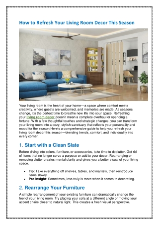 How to Refresh Your Living Room Decor This Season