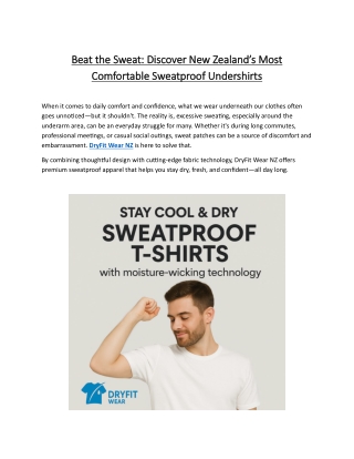 Beat the Sweat Discover New Zealand’s Most Comfortable Sweatproof Undershirts
