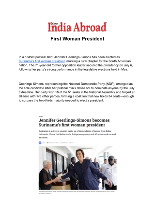 First Woman President