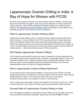 Laparoscopic Ovarian Drilling in India_ A Ray of Hope for Women with PCOS