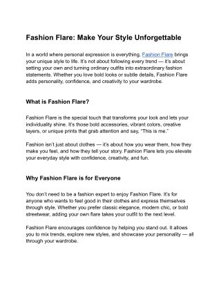 Fashion Flare: Make Your Style Unforgettable