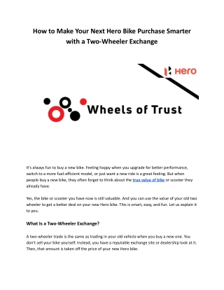 How to Make Your Next Hero Bike Purchase Smarter with a Two-Wheeler Exchange