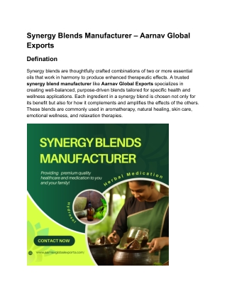 Synergy Blends Manufacturer – Aarnav Global Exports