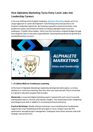 Transforming Sales Through People: Alphalete Marketing