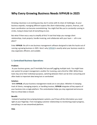 Why Every Growing Business Needs IVPHUB in 2025