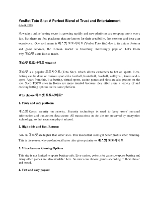 YesBet Toto Site A Perfect Blend of Trust and Entertainment