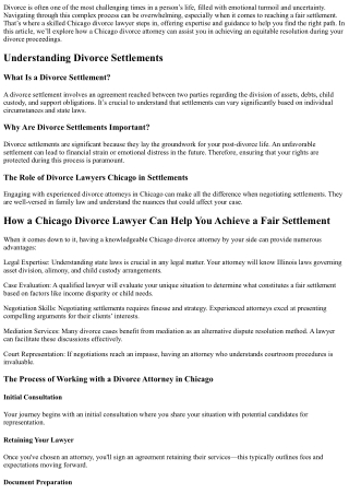 How a Chicago Divorce Lawyer Can Help You Achieve a Fair Settlement